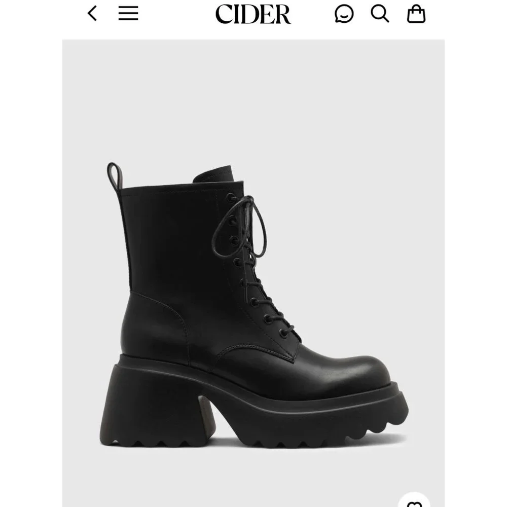 Cider NWT Chunky Block HeelFaux Leather Chelsea Boot 6 - Picture 3 of 12